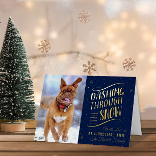 Carte De Vacances En Aluminium Dashing Through the Snow   Photo de Noël Real