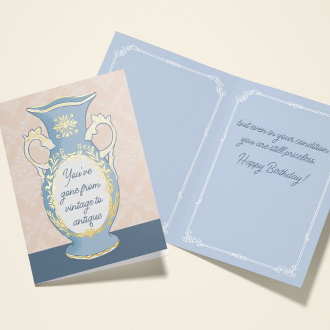 Carte De Vacances En Aluminium De Vintage à Antique Funny Birthday Card (Over the hill birthday card for grad millennial woman that loves thrifting and antiques)