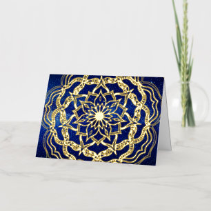 Carte De Vacances En Aluminium Elegant Luxury Gold & Navy Blue Mandala Reiki Yoga