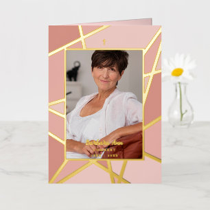 Carte De Vacances En Aluminium Élégant Pink Abstrait Photo funérailles commémorat