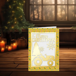 Carte De Vacances En Aluminium Ferme de sapins de Noël Faux découpage en papier d