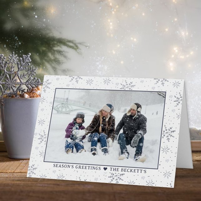Carte De Vacances En Aluminium Festif Noël Snowflakes Photo Real (Créateur téléchargé)