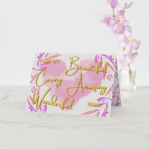 Carte De Vacances En Aluminium Fleurs d'été colorées Fête des mères