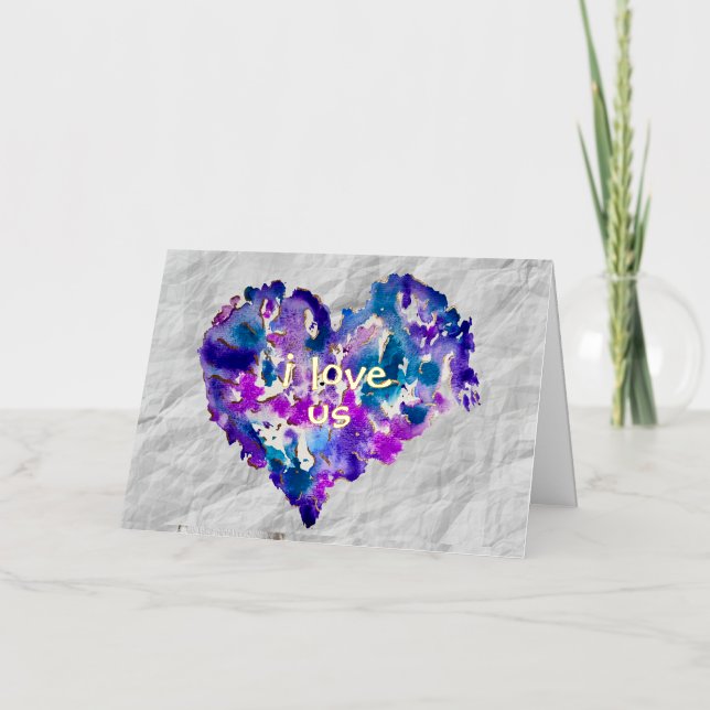 Carte De Vacances En Aluminium Folded Foil I LOVE US Card (Recto)