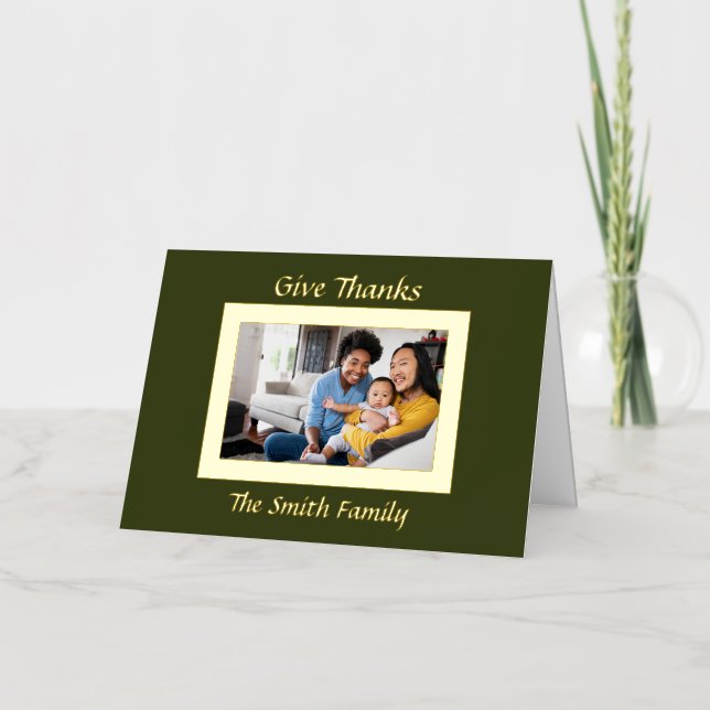 Carte De Vacances En Aluminium Green et Gold Photo Thanksgiving (Recto)