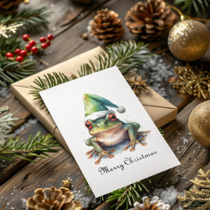 Carte De Vacances En Aluminium Grenouille verte de Noël personnalisable