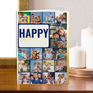Carte De Vacances En Aluminium Happy Fête des pères 17 Photo Collage Gold