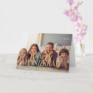 Carte De Vacances En Aluminium Happy Hanoukka Simple Moderne Chic Photo Famille