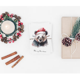 Carte De Vacances En Aluminium Holly Jolly Christmas Panda, coutume