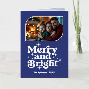 Carte De Vacances En Aluminium Indigo & Silver Merry et Bright Photo Christmas