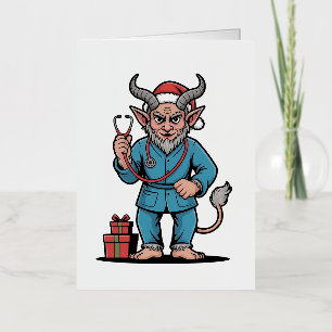 Carte De Vacances En Aluminium Infirmière Krampus Noël Mal Époque de Noël