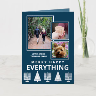Carte De Vacances En Aluminium Interfaith 3 Photo Tendance Simple Navy Argent