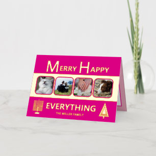 Carte De Vacances En Aluminium Interfaith 4 Photo Tendance Simple Rose Or