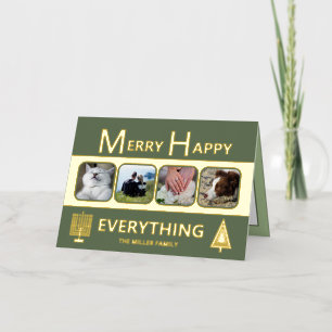 Carte De Vacances En Aluminium Interfaith 4 Photo Tendance Simple Vert Or