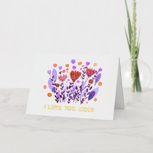 Carte De Vacances En Aluminium Je t'aime, maman mignonne fleurs de doodles rétro