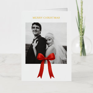 Carte De Vacances En Aluminium Joli Red Bow photo Joyeux Noël