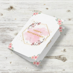 Carte De Vacances En Aluminium Joyeuse Fête des Mères Aquarelle Or photo moderne