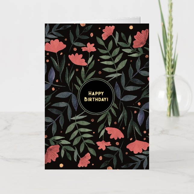 Carte De Vacances En Aluminium Joyeux Anniversaire élégant jardin magique rétro (Recto)