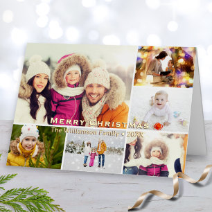 Carte De Vacances En Aluminium Joyeux Noël 6 Photos Collage Personnalisé