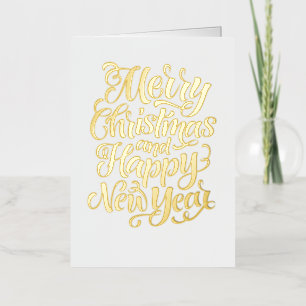 Carte De Vacances En Aluminium Joyeux Noël et une joyeuse calligraphie du Nouvel 