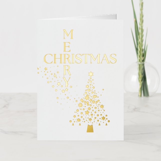 Carte De Vacances En Aluminium Joyeux Noël étoile & arbre (Recto)