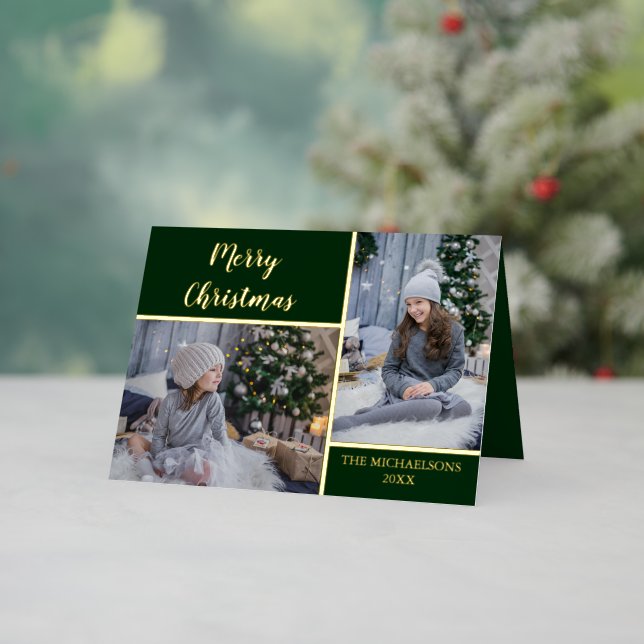 Carte De Vacances En Aluminium Joyeux Noël Gold Kids Photo (Vacances In Situ)