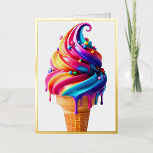 Carte De Vacances En Aluminium Le cône de glace classique vibrant de SlipperyJoe'