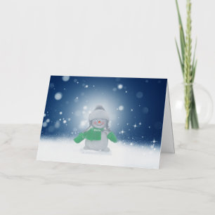 Carte De Vacances En Aluminium Le personnage de bonhomme de neige de Noël adorabl