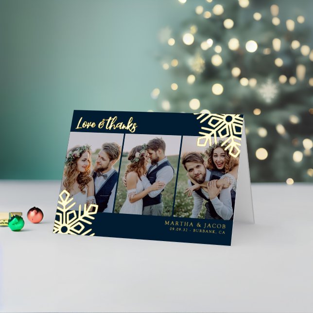 Carte De Vacances En Aluminium Love & Merci Mariage Photo Snowflake Real (Vacances In Situ 2)