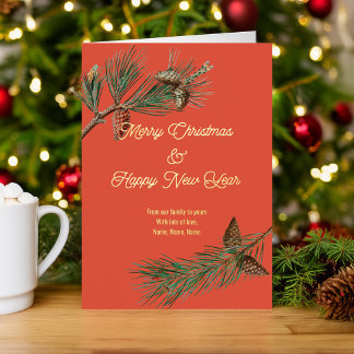 Carte De Vacances En Aluminium Merry Christmas & Happy New Year Card