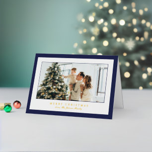 Carte De Vacances En Aluminium Miniature Bleue Photo Noël élégant