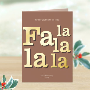 Carte De Vacances En Aluminium Moderne Fa La Mocha Simple Minimal Chic Gold