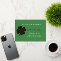 Moderne Green Irish Four Leaf Clover Sauvez la dat