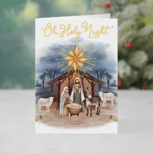 Carte De Vacances En Aluminium Nativité de Noël Oh Holy Night