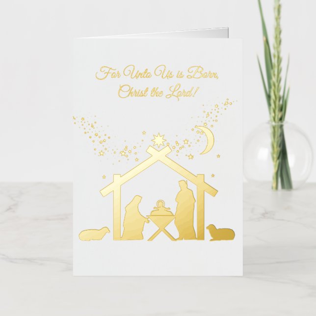 Carte De Vacances En Aluminium Nativité Gold Foil (Recto)