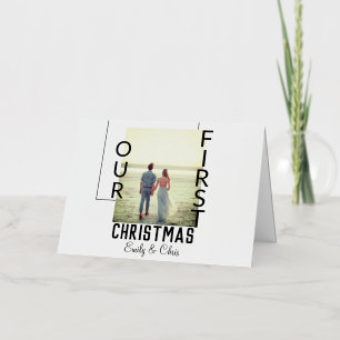 Carte De Vacances En Aluminium Notre premier Noël ajouter nom du couple photo min