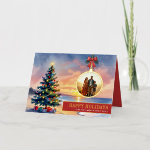 Carte De Vacances En Aluminium Ornement de Noël personnalisé moderne aquarelle pl