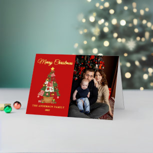 Carte De Vacances En Aluminium Patchwork sapin de Noël Photo