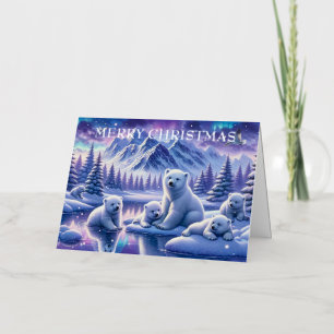 Carte De Vacances En Aluminium Peinture de la scène neigeuse de la famille des ou