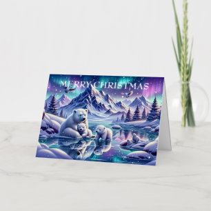 Carte De Vacances En Aluminium Peinture de la scène neigeuse de la famille des ou