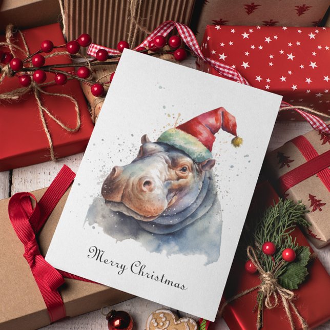 Carte De Vacances En Aluminium Père Noël Little Hippo, coutume (Créateur téléchargé)