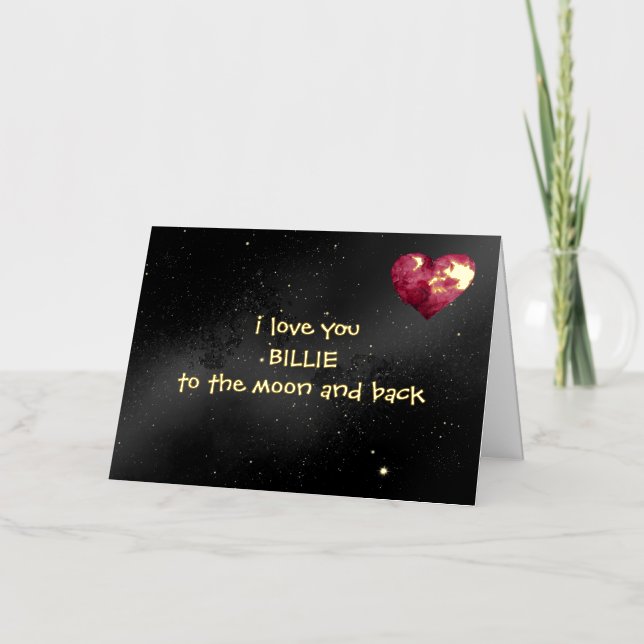 Carte De Vacances En Aluminium Personalised Foil Love you to the Moon folded card (Recto)