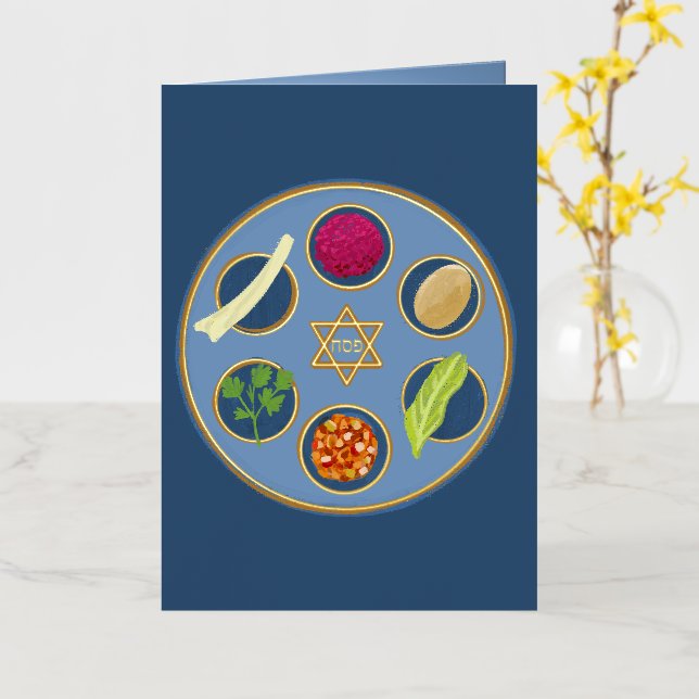 Carte De Vacances En Aluminium Pesach Seder Plate Happy Passover Juif (Fleur jaune)