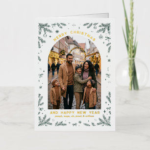 Carte De Vacances En Aluminium Photo de famille Noël sous arches de verdure