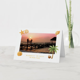 Carte De Vacances En Aluminium Photo de plage Vœux les plus chaleureux Noël Moder
