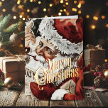 Carte De Vacances En Aluminium Retro Christmas Card Joyeux Noël Vintage<br><div class="desc">Donnez un peu de nostalgie avec cette charmante carte de Noël de style vintage ornée d'un Père Noël vintage et joyeux. Les cartes de Noël rétro sont tendance parce qu'une bonne joie ne va jamais hors de style! Ramenez des souvenirs heureux de Noël d'enfance avec des cartes de Noël vintages...</div>