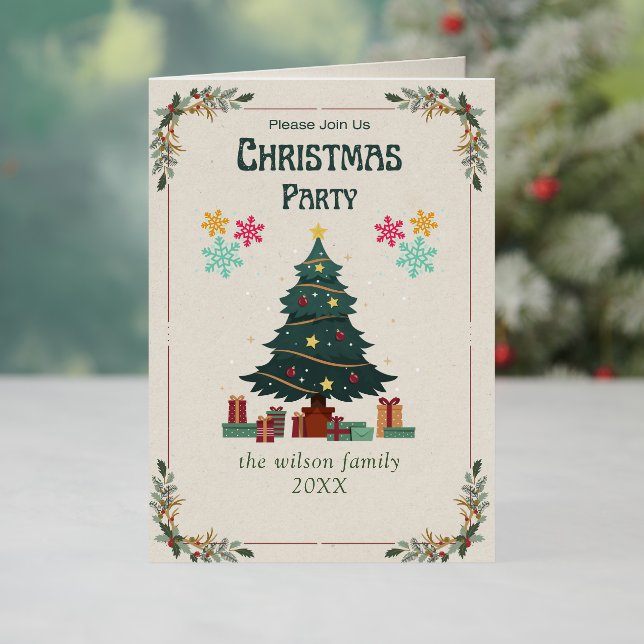 Carte De Vacances En Aluminium Simple Noël Arbre fête Fête non photo (Vacances In Situ)