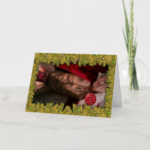 Carte De Vacances En Aluminium SlipperyJoe sucres de canne mâle poitrine lollipop