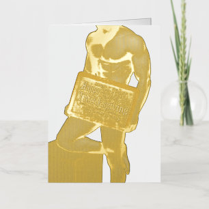 Carte De Vacances En Aluminium SlipperyJoe's Thanksgiving man hot six pack abs un