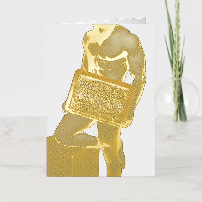 Carte De Vacances En Aluminium SlipperyJoe's Thanksgiving man hot six pack abs un (Recto)